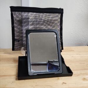 Mary Kay Black Travel  Mirror with Clear Pouch 8 X 6 1/2
